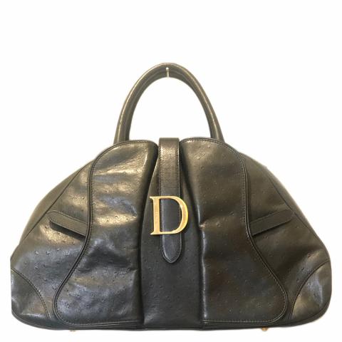 Sell Christian Dior Vintage Ostrich Double Saddle Bag Black